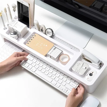 Пластиковый кронштейн для крепления компьютера, держатель экрана офисного монитора, Приподнятый кронштейн для хранения клавиатуры настольного ноутбука-планшета