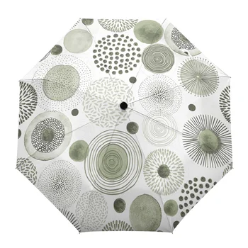 Акварельный геометрический зонт цвета шалфея зеленого для улицы, полностью автоматический зонт от дождя Eight Bones, подарок взрослым, детские зонты
