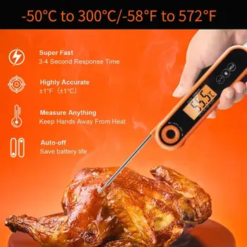 Цифровой термометр для мяса, Водонепроницаемый термометр для приготовления пищи с магнитной обратной стороной, цифровое мгновенное считывание для приготовления пищи на гриле