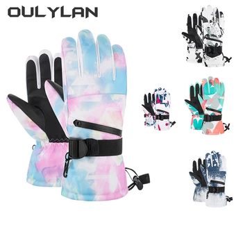 Oulylan Новые женские лыжные перчатки из искусственной кожи, водонепроницаемые зимние теплые перчатки, Сноуборд, Мужские Велосипедные, мотоциклетные, Зимние Ветрозащитные перчатки
