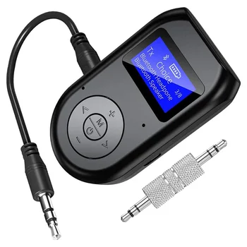 Приемник-передатчик Bluetooth 4-В-1, беспроводная связь Bluetooth 5.0 с низкой задержкой, аудио адаптер AUX для автомобильной/домашней стереосистемы