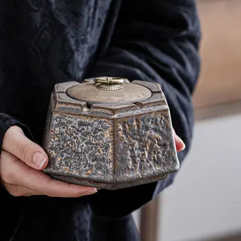 Японский стиль ржавая пепельница керамическая древняя колодезная пепельница дымовая чашка украшение домашней гостиной офисный чай настольные украшения