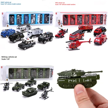 HO Масштаб 1: 87 Миниатюрная модель военной / полицейской/ пожарной машины, детские игрушки, наборы для автомобильной диорамы, 6 шт.