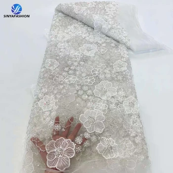 Белое свадебное платье Sinya 2024 из роскошной кружевной ткани с бисером, высококачественная цветочная аппликация ручной работы, 3D кружево с пузырьковыми бусинами