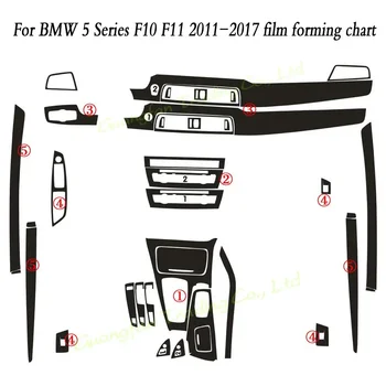 Для BMW 5 серии F10 2011-2017 Внутренняя Центральная панель управления Дверная ручка 5D Наклейки из углеродного волокна, наклейки для стайлинга автомобилей, аксессуары