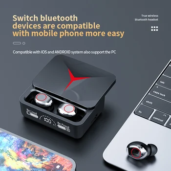TWS M90 Наушники Bluetooth 5.3 Беспроводные Наушники с сенсорным управлением Игровые Гарнитуры Стереозвук Hi-Fi Шумоподавление с микрофоном