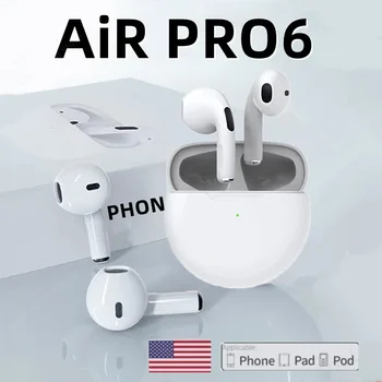 Оригинальные Беспроводные Bluetooth-Наушники Air Pro 6 TWS Mini Pods Earbuds Earpod Гарнитура Для Xiaomi Android Apple iPhone Наушники