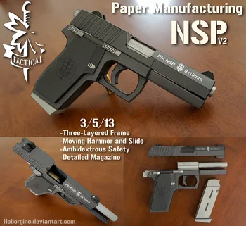 NSP Пистолет тонкой структуры Модель в масштабе 1: 1 Поделки Ручной работы Бумажная модель Пистолет Игрушка Повседневная Головоломка Украшение