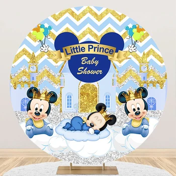 Круглый Фон Микки Мауса Baby Shower для Мальчика Circle Newborn Happy Birthday Party 1st Background Photo Banner Decoration
