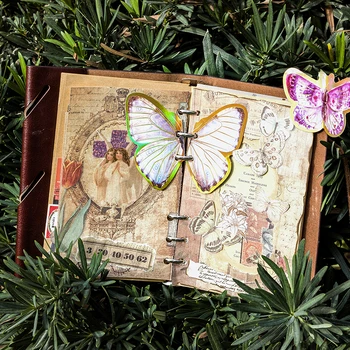 8 листов бабочки, бронзирующая наклейка, цветная наклейка для скрапбукинга, мультяшная декоративная наклейка, материал ручной работы, блестящий дневник, базовый материал