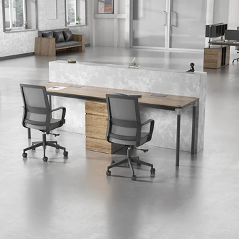 Комбинация офисного стола и стула для двух человек минималистичный современный экран, рабочее место для персонала, комбинация компьютерного стола и стула