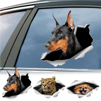 Наклейка на автомобиль, Собака, Трещина, авто, 3D Забавная личность, Бульдог, Тигр, Аксессуары, Универсальная Наклейка с животными для стеклянного домашнего декора