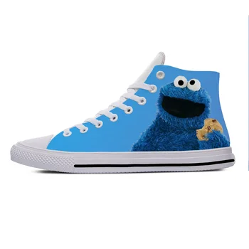 Cookie Monster Аниме Мультфильм Манга Модная легкая Повседневная обувь с высоким берцем, Дышащие Мужские И женские кроссовки с принтом, Обувь для настольных игр