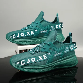 Горячая распродажа Дешевых зеленых кроссовок для бега, мужская спортивная обувь на мягкой платформе, нескользящие эластичные тренировочные кроссовки для мужчин размера Плюс 47