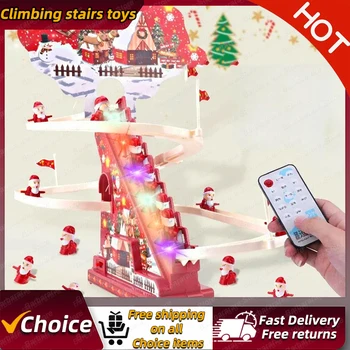 Новый Санта-Клаус, Поднимающийся по лестнице, Раннее образование, Электрическая дорожка, светомузыка, Рождественский подарок на Хэллоуин, Детские Электронные игрушки
