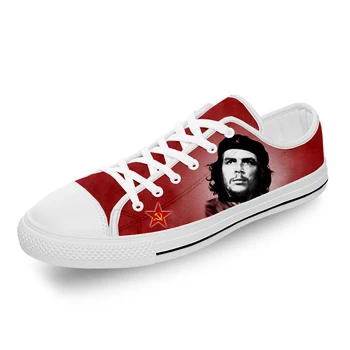Герой коммунизма Че Гевара, коммунист, Крутая белая ткань с 3D принтом, парусиновая обувь с низким берцем, мужские и женские Легкие дышащие кроссовки