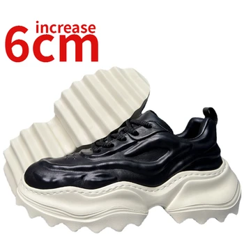 Европейская модная спортивная обувь для мужчин, повседневная обувь, увеличивающая рост на 6 см, Сверхсильный дизайн для мышц, папина обувь из натуральной кожи, мужская