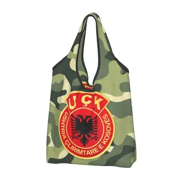 С принтом Каваи, Старый флаг Албании, сумки для покупок UCk, портативная сумка для покупателей через плечо, сумка Армии освобождения Косово