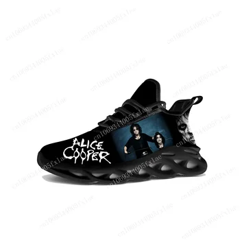 Кроссовки на плоской подошве от Alice Cooper, мужские Женские кроссовки для рок-певицы, поп-спортивная обувь для бега, Кроссовки, Сетчатая обувь на шнуровке, Обувь на заказ, черная обувь