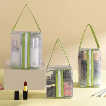 Портативная дорожная сумка-органайзер, белая прозрачная косметичка для губной помады, женская сумка для мытья посуды, сетчатая сумка для хранения макияжа