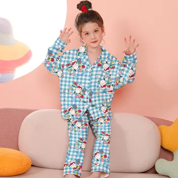 2023 Kawaii Sanrioed Детская Пижама Аниме Kuromi My Melody Cinnamoroll Пижамы Детская Одежда Для Отдыха Осенняя Домашняя Одежда Для девочек Подарок