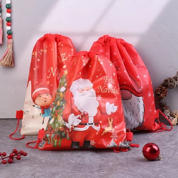 Рождественские сумки на шнурке от Санта-Клауса, детские сувениры, рюкзак из нетканого материала, принадлежности для вечеринок на день рождения, дорожная упаковка для хранения