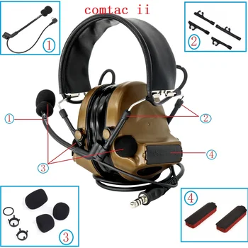 Tactische headset Comtac II-headset vervangende accessoires microfoon, sponshoesje voor microfoon, batterijklepje