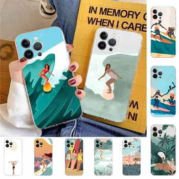 Чехол для Телефона Art surf Girl Для iPhone XR X XS Max 14 13 Pro Max 11 12 Mini 6 7 8 plus SE 2020 С Принтом