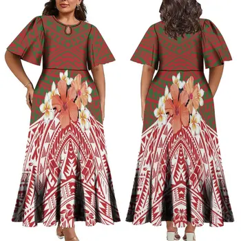 Популярное женское платье самоанского дизайна из Тапа полинезийского племени на заказ, женское свободное платье с коротким рукавом, бесплатная доставка