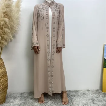 Платье-кардиган с бриллиантами, Дубайская Абая, Кафтан, Мусульманские платья для женщин, повседневное кимоно, халат, женский кафтан, Турецкая Исламская одежда