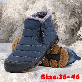 Новые зимние ботинки унисекс, мужские короткие зимние ботинки, теплая хлопковая обувь для женщин, водонепроницаемые уличные кроссовки с боковой застежкой-молнией