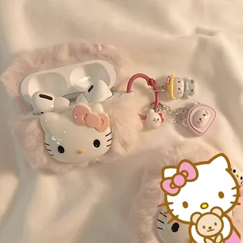 Милый Мультяшный Чехол Hello Kittys Для AirPods Kawaii Аниме Плюшевый Airpod 3 Pro2 1 2 Розовый Y2k Чехлы Для наушников с защитой От Падения Игрушки Для Девочек Подарки