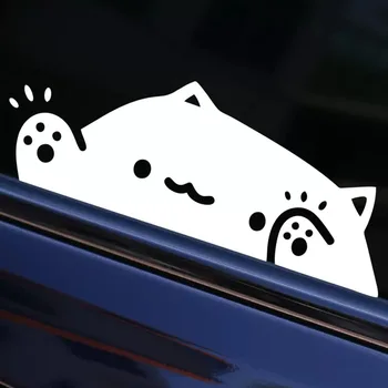 Красочная лазерная наклейка с милым котом на машине, Котенок, стучащий в окно, Наклейка с личностью кота на машине, креативная декоративная наклейка