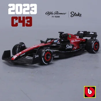Bburago 1:43 Alfa Romeo F1 Team Stake 2023 C43 24 # Чжоу Гуанью 77 # Валттери Боттас модель легкосплавного автомобиля из серии игрушек в подарок
