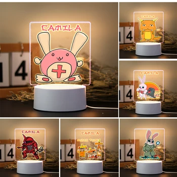 Милый Японский Мультяшный Персонаж Аниме Пользовательское Имя 3D Ночник Декор Спальни Настольная Лампа Для Сна Акриловые Визуальные Подарки На День Рождения Для Детей