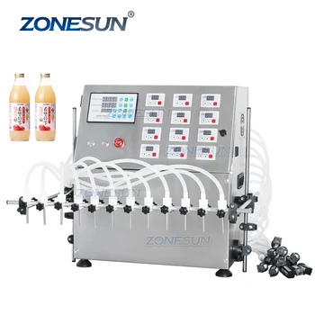 ZONESUN 12-ти головная полуавтоматическая машина для розлива парфюмерной воды в маленькие бутылочки, сока, оливкового масла, косметической жидкости для напитков