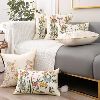 Чехол с вышивкой для подушки 45x45 см 30x50 см, Декоративная наволочка для гостиной, наволочка для подушки с цветочным рисунком, высококачественные чехлы для подушек