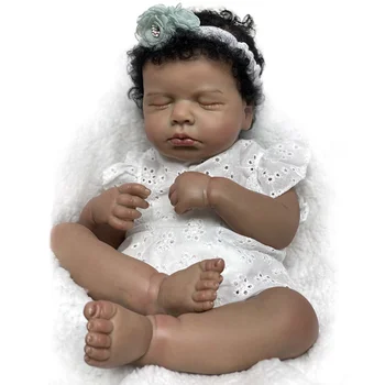 19-дюймовая черная тощая кукла Loulou ручной работы, реалистичная кукла-Реборн Бэйбэй, раскрашенная реалистичная девочка-перерожденец