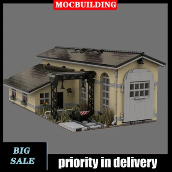 MOC City Locomotive Shed Модель строительного блока для сборки железнодорожного дома, коллекция игрушек, подарки