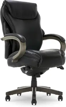 Офисное кресло для руководителей Hyland с технологией AIR, Эргономичной Поясничной поддержкой с Регулируемой Высокой Спинкой, Клееная Кожа, Красное Дерево