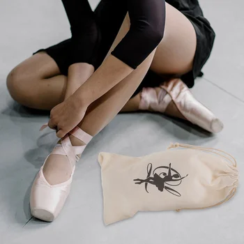4шт Сумка для хранения балетной обуви Сумка для балетной обуви на шнурке, моющаяся сумка для переноски балетной обуви