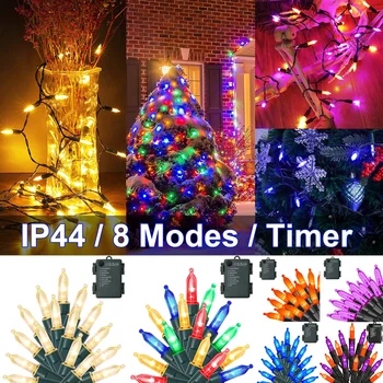 5/10 М светодиодные гирлянды для рождественской елки, работающие на батарейках, внутри и снаружи, сказочные гирлянды, 8 режимов, таймер, Рождественский новогодний декор