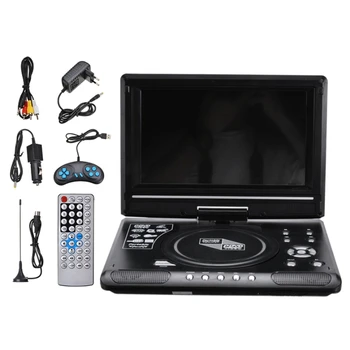 Рост-9,8-дюймовый портативный домашний автомобильный DVD-плеер VCD CD Игровой ТВ-плеер USB радиоадаптер С поддержкой приема FM-радио-штепсельная вилка ЕС