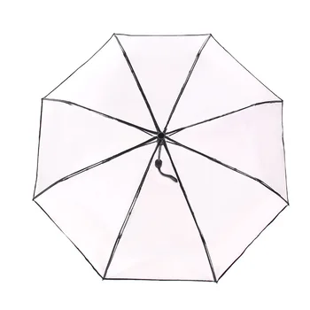 Прозрачный складной неавтоматический зонт Мужской Ripple Edge, Черный Деловой зонт от дождя, женский Пластиковый Прозрачный женский зонтик