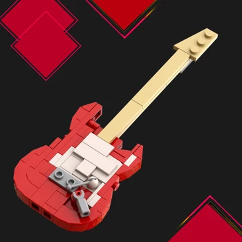 MOC Fender Stratocaster Гитара Кирпичи Украшения Коллекция Поделок Строительный Блок Меломан Детская Игрушка Подарок На День Рождения Juguete