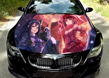 Аниме Sword Art Онлайн, Виниловая наклейка на капот автомобиля, Виниловая пленка, наклейки на крышку двигателя, Универсальная защитная пленка на капот автомобиля