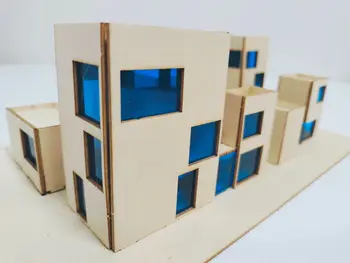 Миниатюрная архитектурная модель 1: 100, Материал, макет сборного дома, деревянный конструктор, модель здания для сборки, Диорама