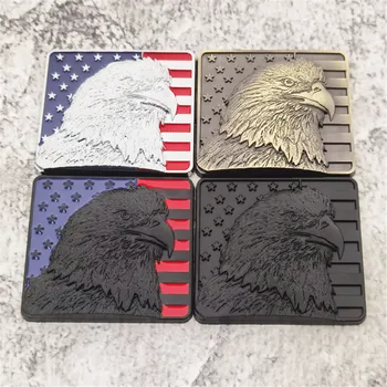 Цельнокроеный Американский Орел с флагом США, Металлическая наклейка для кузова автомобиля, Крыло, задний багажник, Внешний значок, Эмблема, Наклейка