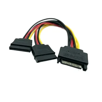 Мощность жесткого диска SATA II 15Pin SATA Male To 2 Female 15Pin Power HDD Splitter Высококачественный Удлинитель Y от 1 до 2 18 см